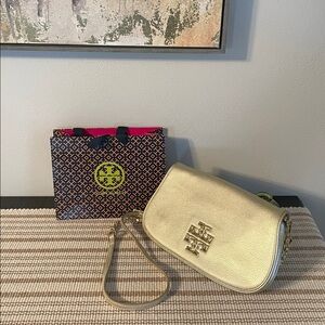 Tory Burch Metallic Leather Britten Convertable Clutch/Shoulder/Crossbody